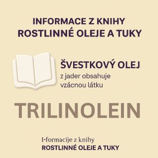 📖 Informace z knihy Rostlinné oleje a tuky 💜 Švestkový olej – marcipánová vůně i vědecký základ Podle odborné literatury...